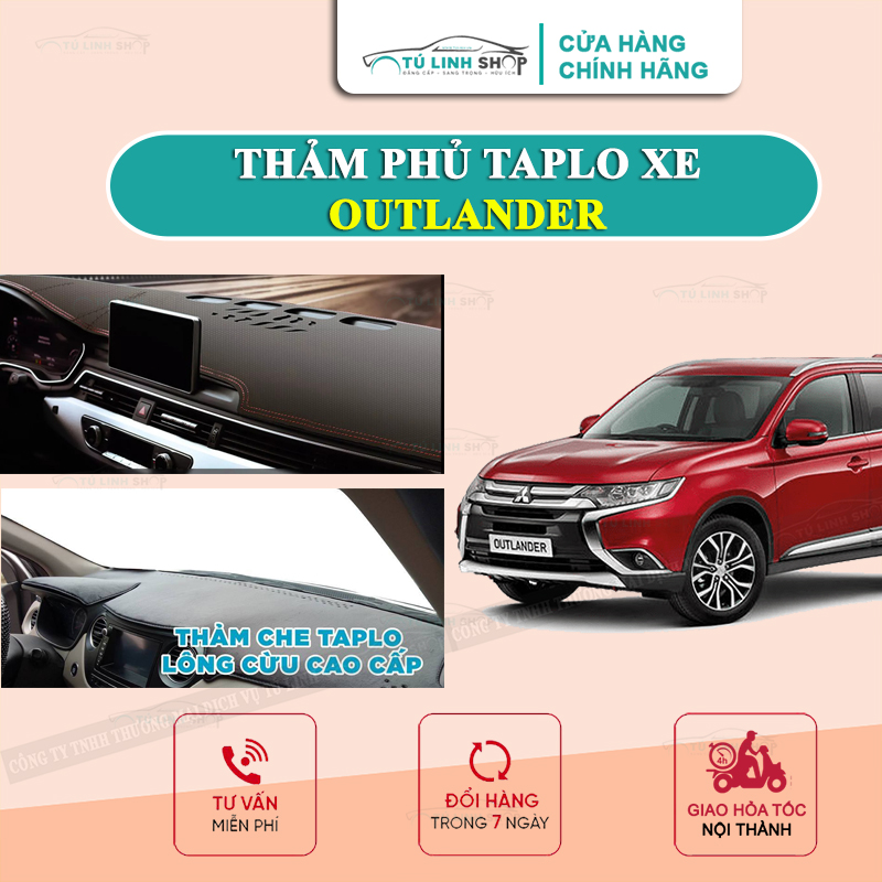 Thảm taplo OUTLANDER chính hãng MINCAR hoặc bằng lông Cừu 3 lớp và Da Cacbon