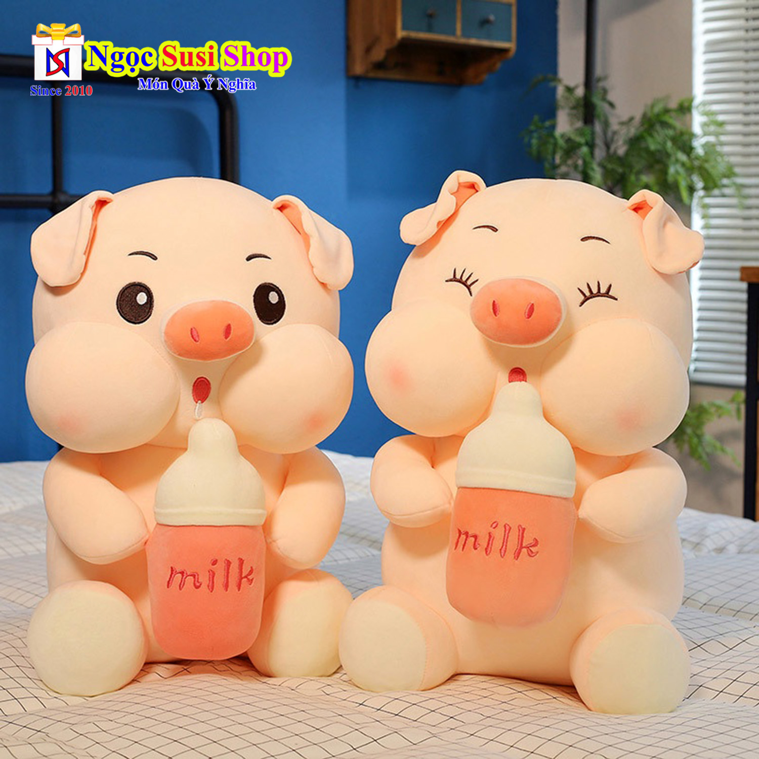 [SIÊU RẺ] GỐI ÔM THÚ BÔNG HEO BÔNG ÔM BÌNH SỮA [ SIÊU MỊN]