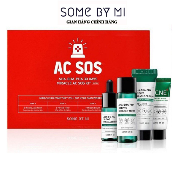 [Bộ 4 sản phẩm] Skincare SOME BY MI AHA-BHA-PHA 30 DAYS MIRACLE AC SOS KIT dưỡng da sạch mụn chuyên sâu - sản phẩm được cung cấp bởi Mỹ phẩm Mall