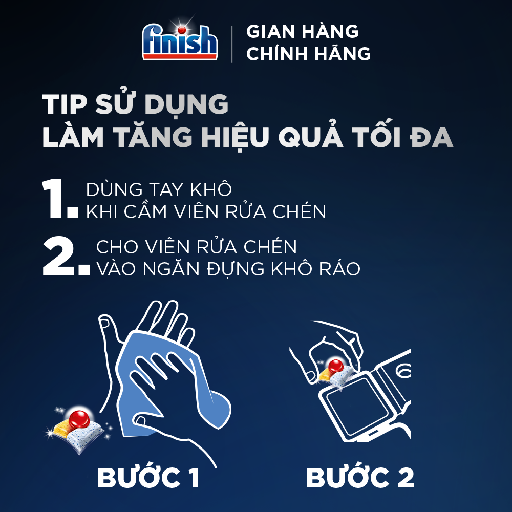 Combo 03 túi Viên Rửa Chén Bát Finish Powerball Quantum 21 viên