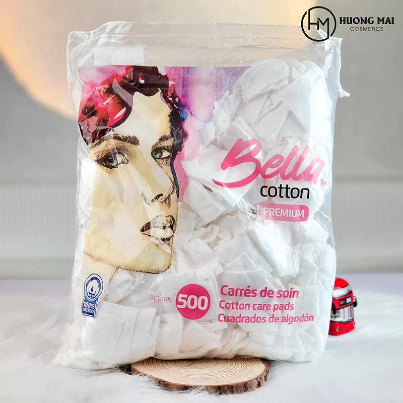 Bella- Bông tẩy trang cô gái Premium 500 miếng