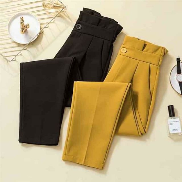Quần baggy cạp cao xếp ly