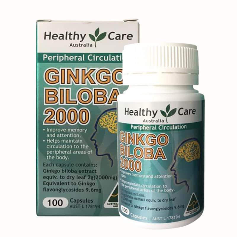 Viên uống bổ não Ginkgo Biloba Healthy Care 100v nhập khẩu