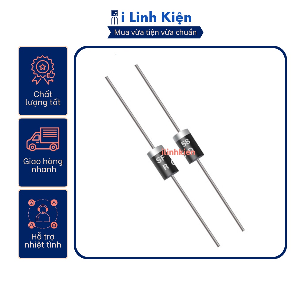 Diode xung sf58 dòng điện 5a điện áp 600v do-201ad loại tốt