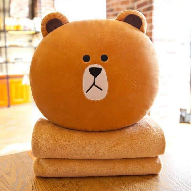 Bộ chăn gối văn phòng gấu xinh tròn