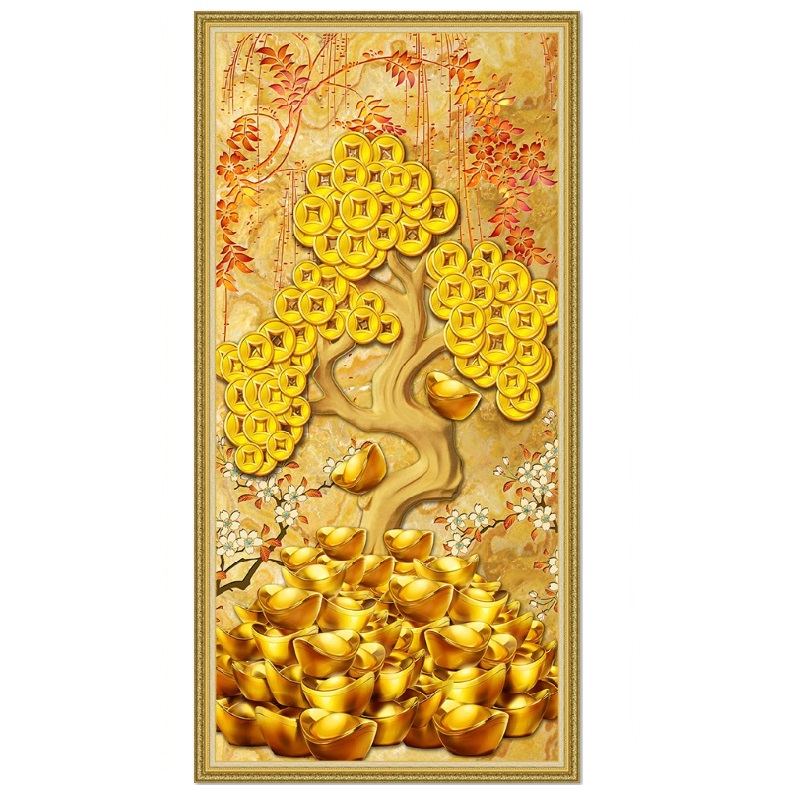 Tranh dán tường Cây Tài Lộc khổ dọc LV-0255K