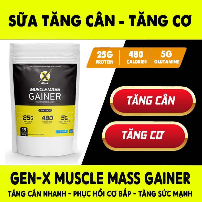 Sữa Tăng Cân Muscle Mass Gainer Gen- X ( túi 750g ) [100% CHÍNH HÃNG]