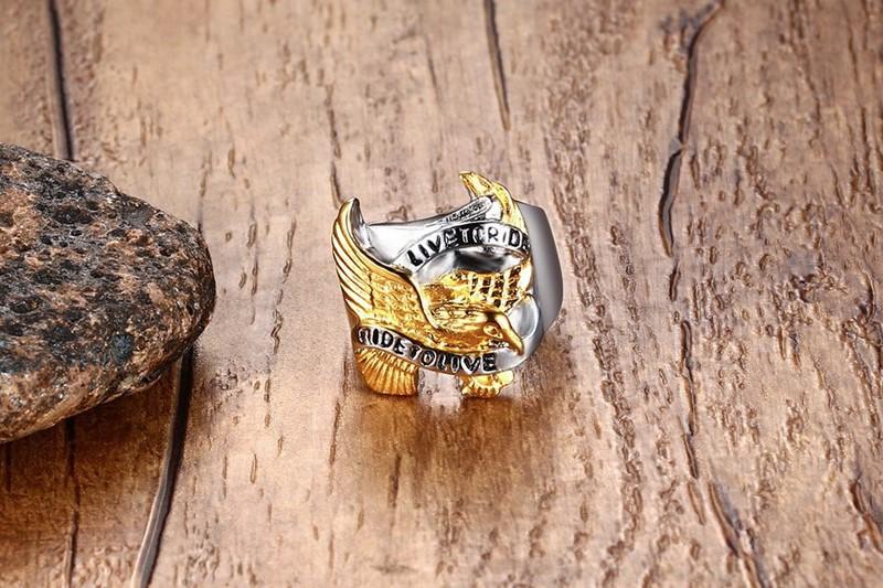 Nhẫn nam Đại Bàng RIDE TOLIVE - R119 (Vàng trắng)