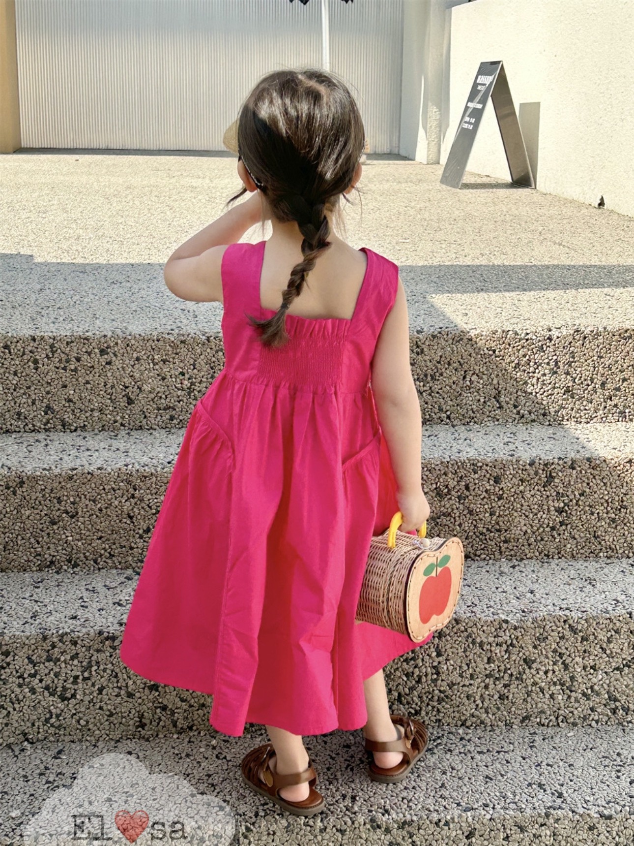 váy bé gái--  VÁY THÔ CỐM -HỒNG DÁNG DÀI BASIC 8-30KG annakids