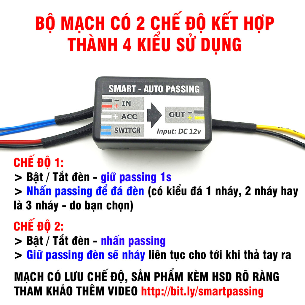 Mạch Passing 3s Cho Đèn l4,l6,l4x, l6x, l9x Hai Đèn Hàng Cao Cấp – Tự Tắt Sau 3 Giây – Giắc Zin Dễ Lắp – Tương Thích Mọi Dòng Xe