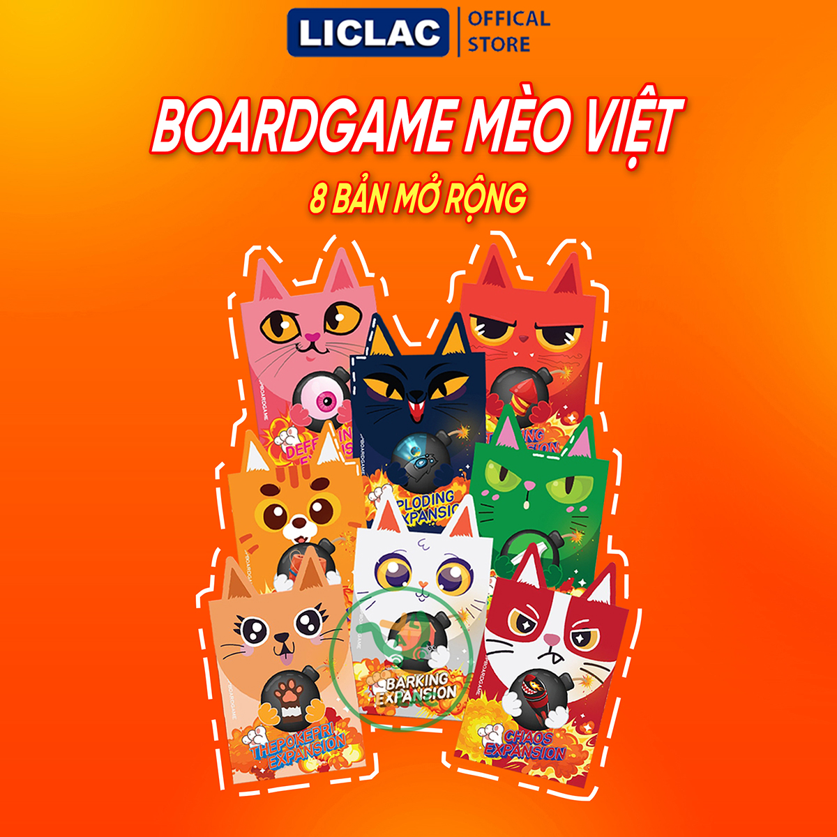Bộ bài Mèo Việt Cơ Bản + Full 8 Bản Mở Rộng giấy dày cán màng 2 mặt - Boardgame chơi cùng nhóm bạn