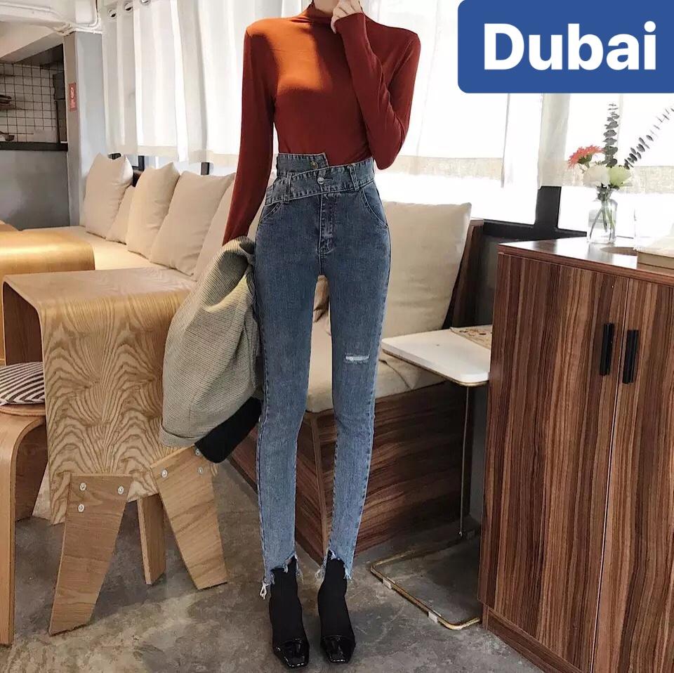 QUẦN JEAN NỮ CHẤT BÒ THẮT NƠ LƯNG CAO NÂNG MÔNG TREND HOT TREND DB-589 CAO CẤP - DUBAI FASHION