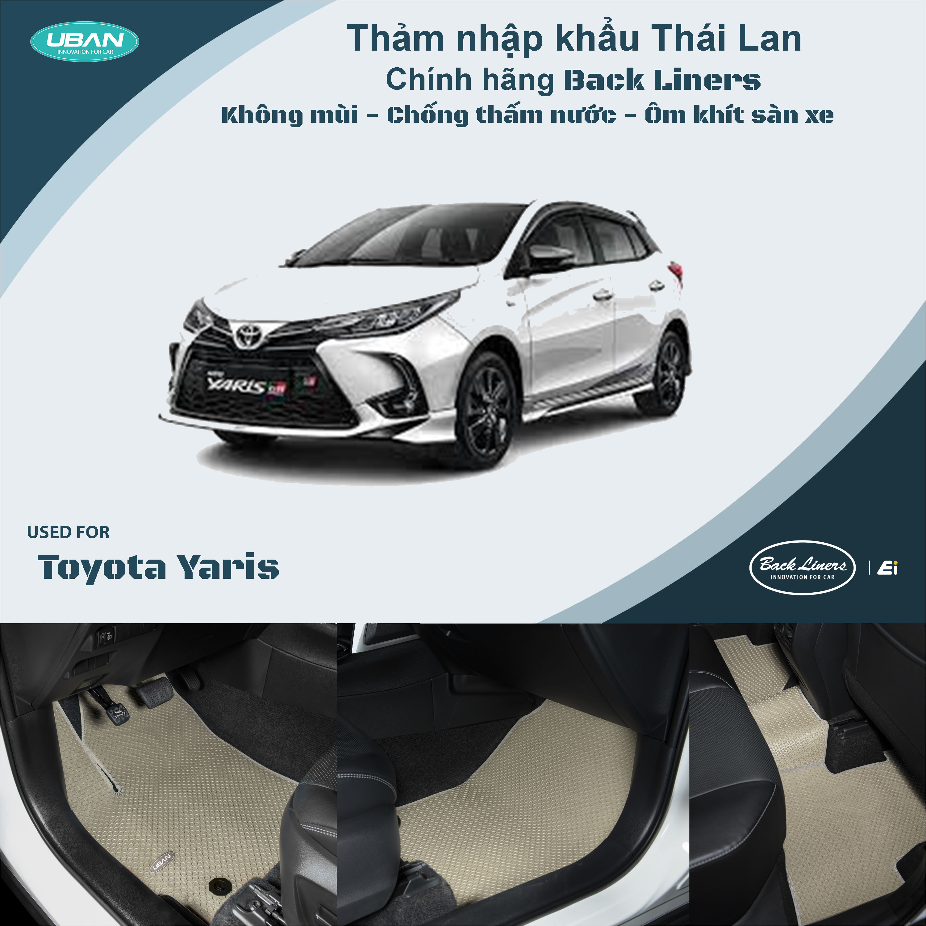 Thảm lót sàn ô tô UBAN xe Toyota Yaris 2014 - 2022 - Nhập khẩu Thái Lan