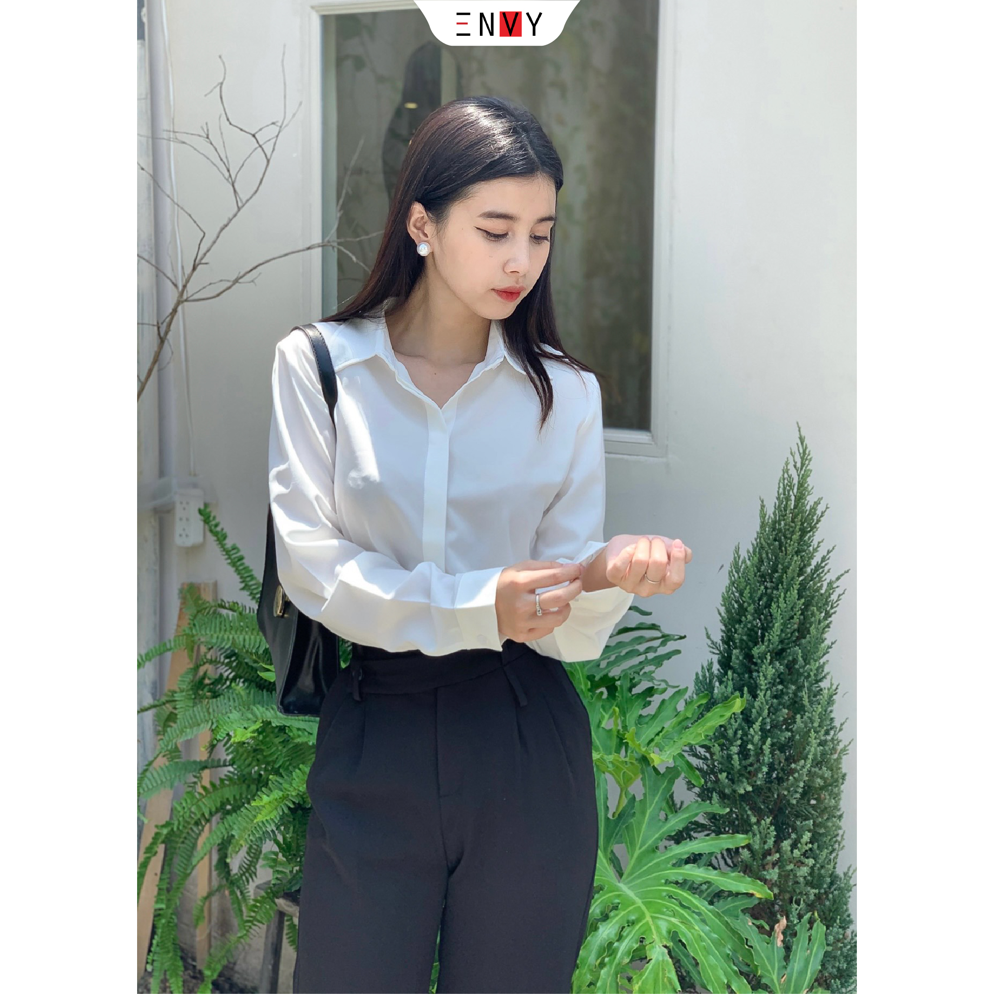 Sơ mi nữ truyền thống ENVY - S0095 Áo Sơ Mi Chất Lụa Mềm Mịn