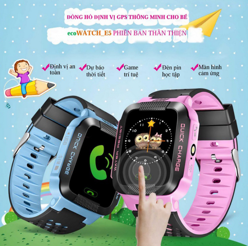 Hàng Hot [HCM]Đồng hồ định vị trẻ em Smartwatch E5Đồng hồ định vị ecoWATCH E5 thông minh có tiếng việt có cảm ứng - nghe gọi 2 chiều