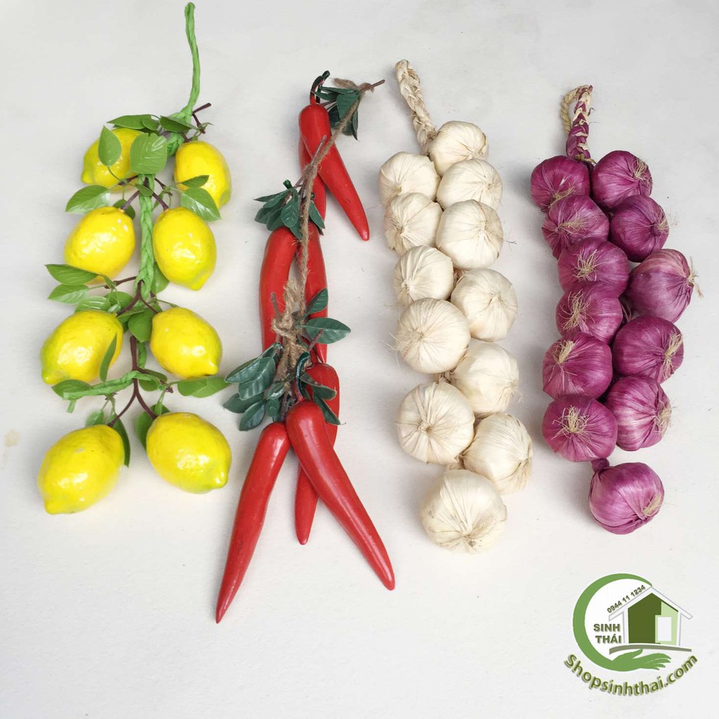 [HCM]Dây hành tím tỏi chanh ớt giả đào táo cam bắp đậu phộng bầu - trái cây củ quả giả cao cấp