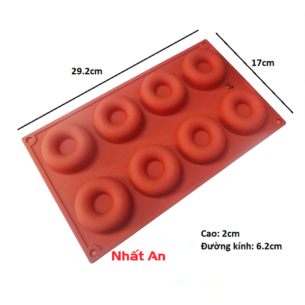 [HCM]KHUÔN SILICONE 8 HÌNH DONUT