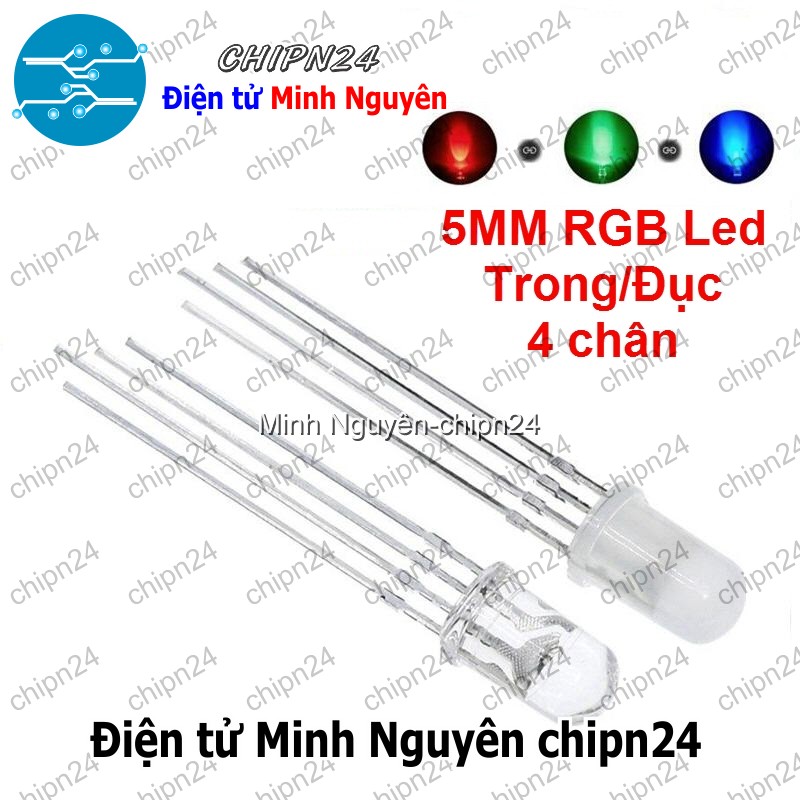 [10 con] (TK18, H15) Led 5mm Đục 7 Màu RGB 4 chân Dương chung - HH000506