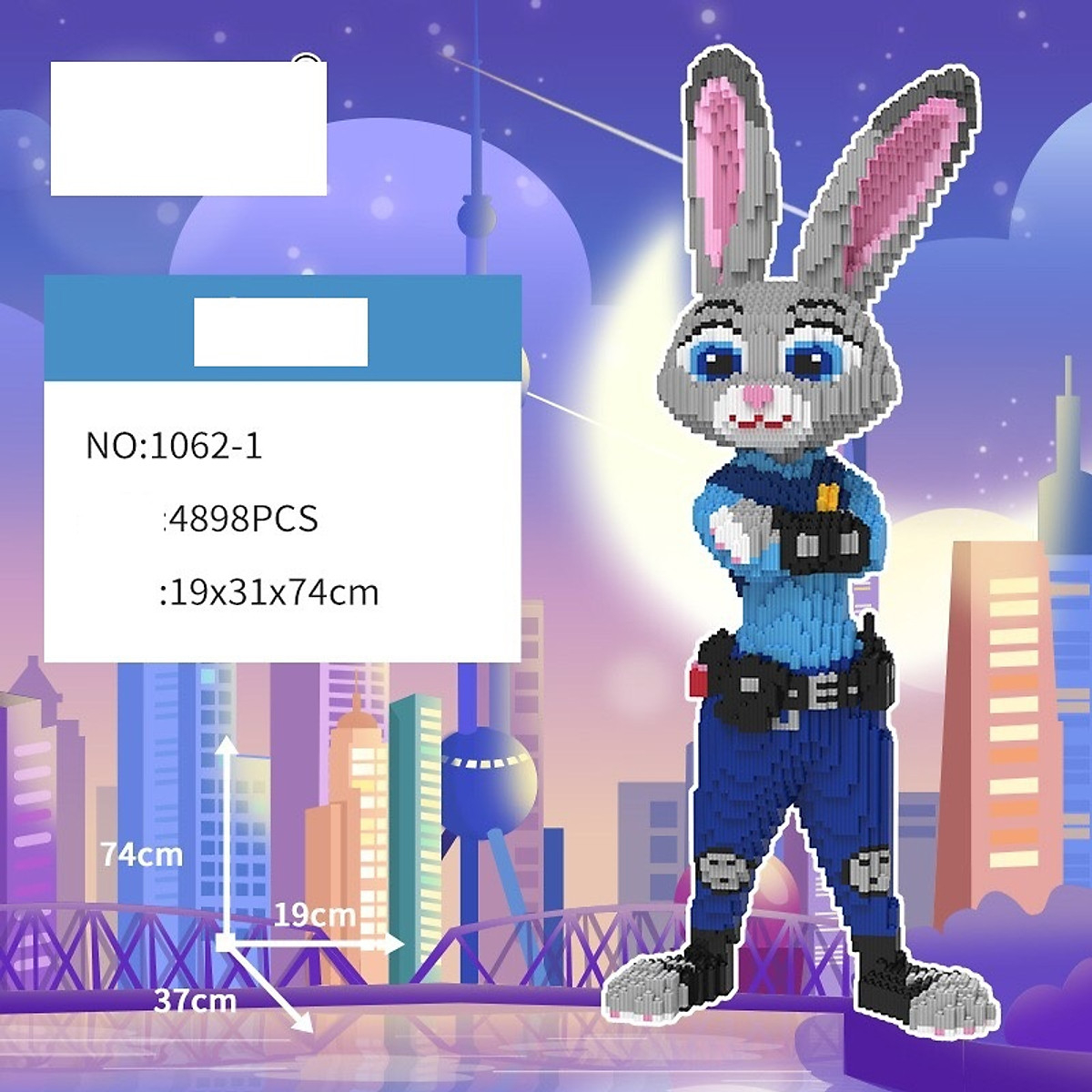 Mô hình lego, đồ chơi lắp ráp mô hình 3d zootopia thỏ judy and cáo nick cỡ lớn 115cm hàng đẹp bearbrick