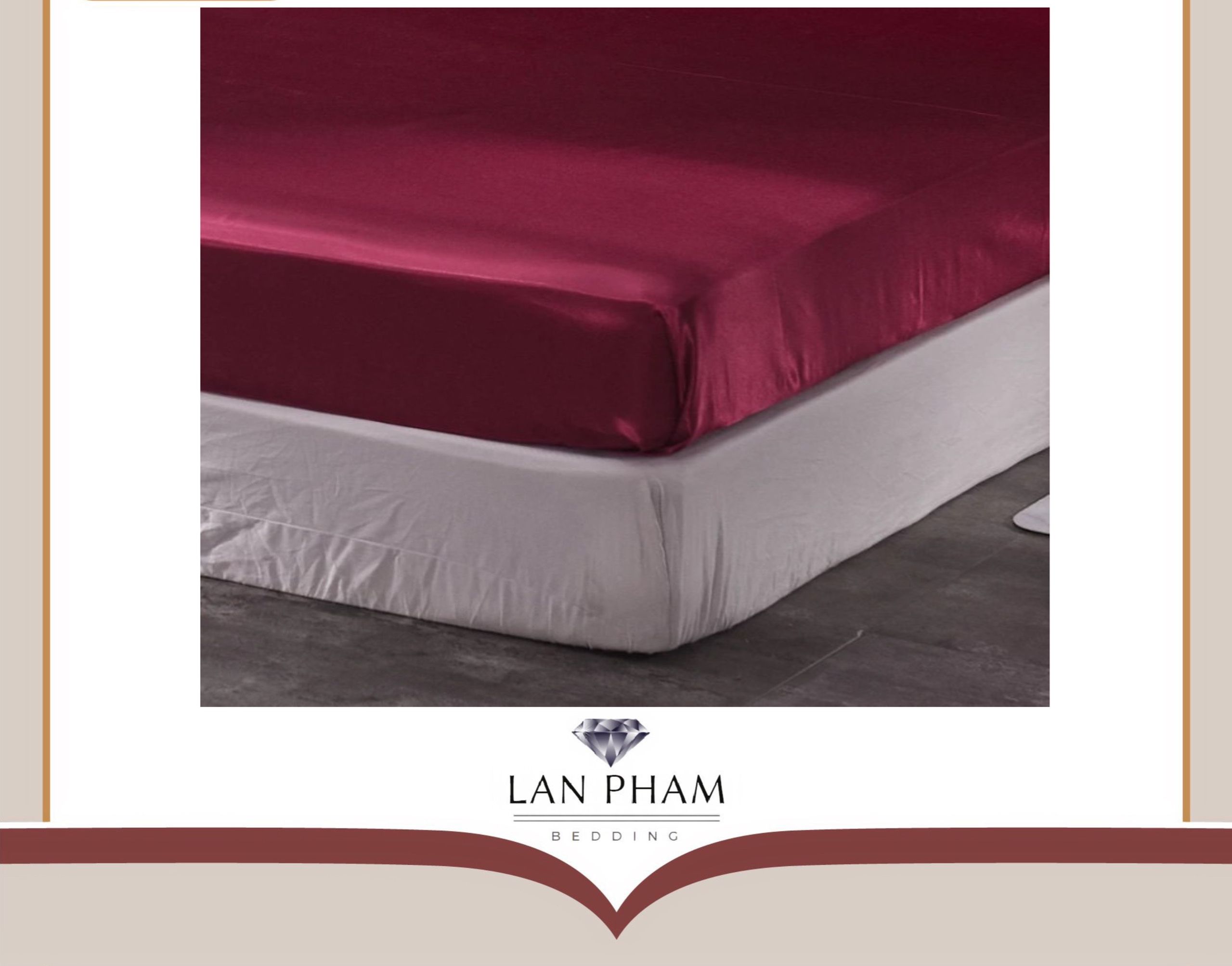 ( Lụa Loại 1) Ga - Drap Giường Lẻ Phi Lụa Lan Pham Bedding - Màu Đỏ Mận