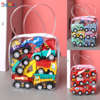 Meettoy 6pcs Pull Back Cars Toys Mobile Vehicle Fire Truck Toys Taxi Model thumbnail