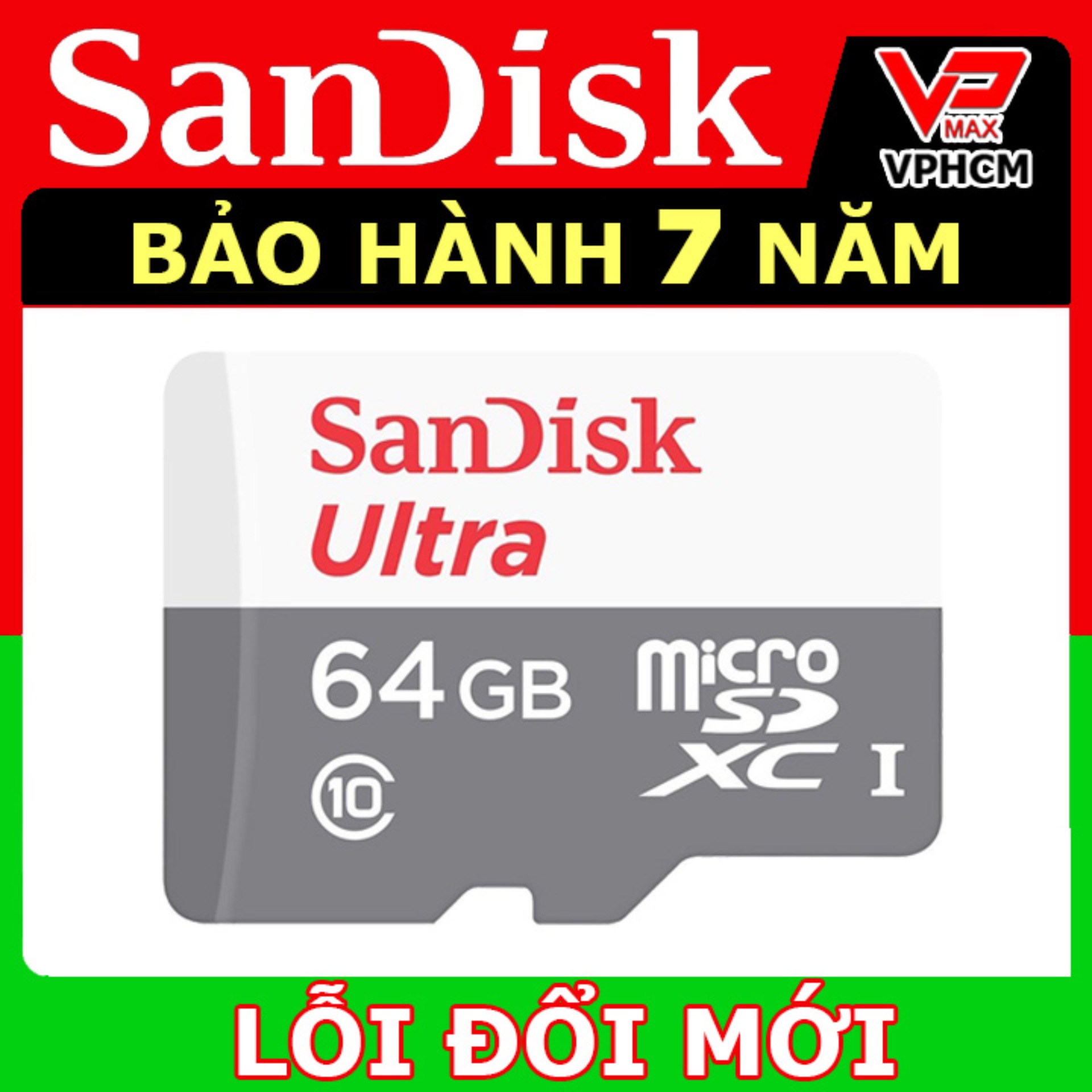 [Sẵn kho HN - SG] Thẻ nhớ Sandisk 64gb Ultra I Siêu tốc độ 100Mb/s bh 7 năm