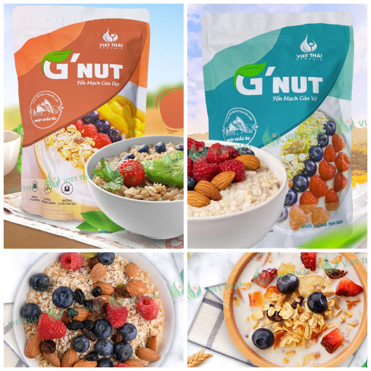 Yến mạch Úc cán dẹt vỡ Việt Thái Organic 500gr