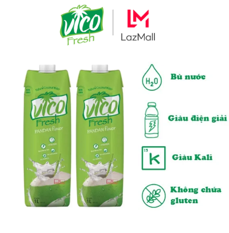 Combo 2 Hộp Nước Dừa Vico Fresh 1L - Vị Dứa