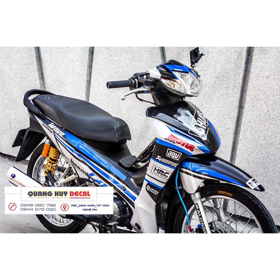 Tem trùm wave xanh đen xám s110, team trùm wave đẹp, độ tem wave, tem dán xe máy wave, decal wave, tem trùm wave rẻ đẹp