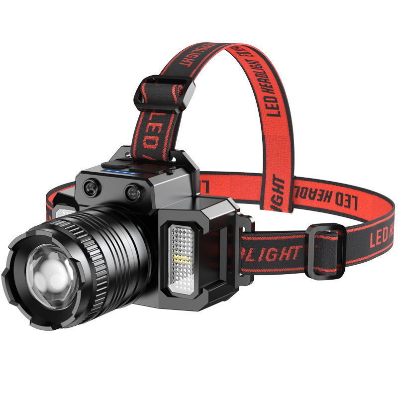 Đèn đội đầu siêu sáng đèn pin đội đầu cảm biến Outdoor Headlamp Rechargeable LED Headlights Adjustable Light Headlamp Waterproof Strong Light Telescopic Zoom Head-mounted Lamp