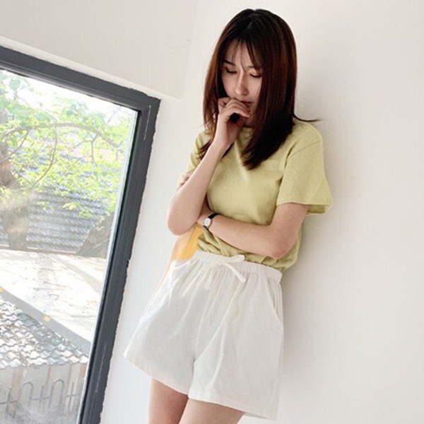 Quần đùi đũi cạp chun ống rộng thắt nơ