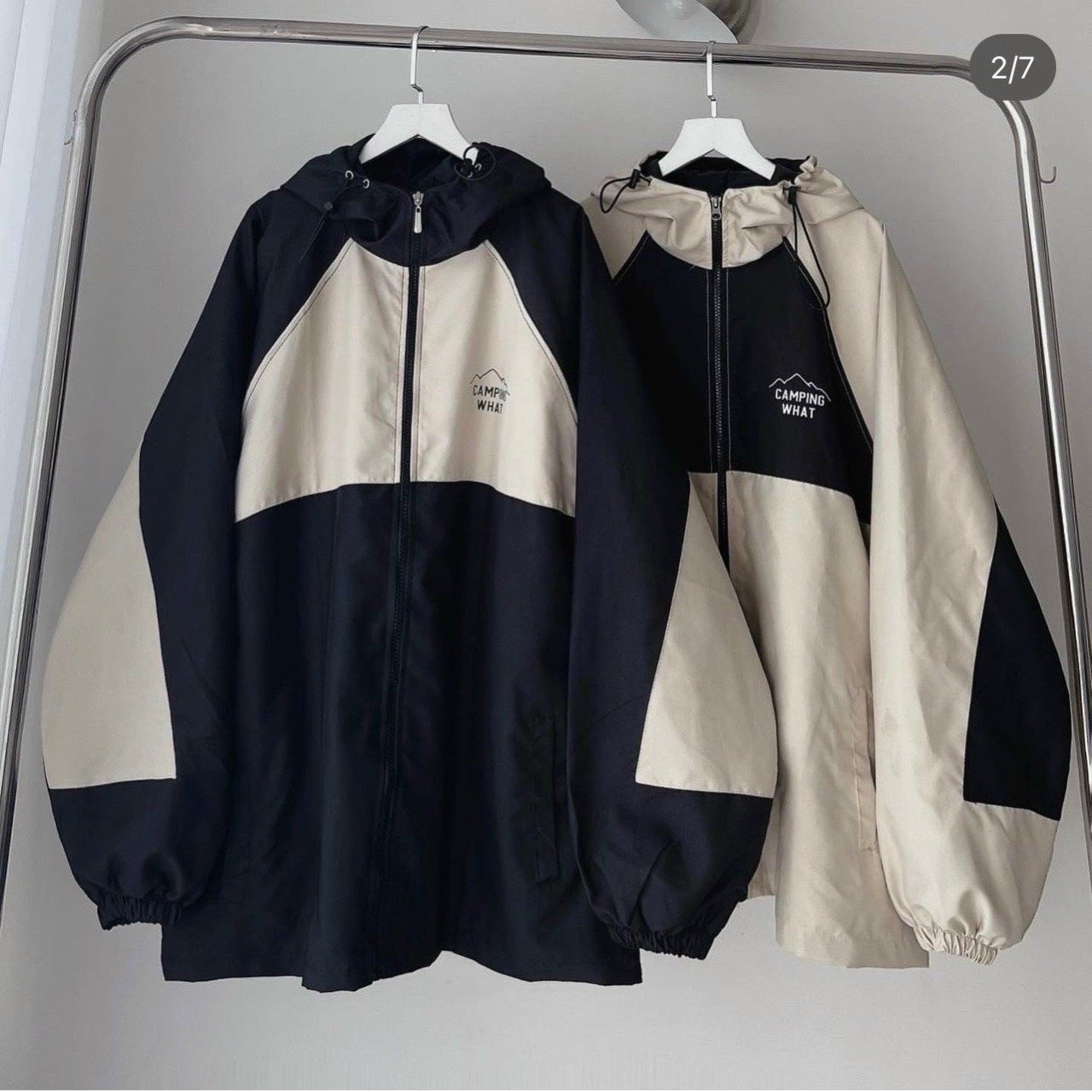 Áo khoác dù camping phối 2 màu basic vải dù 2 lớp tay bo , áo khoác dù unisex nam nữ hottrend - tp637