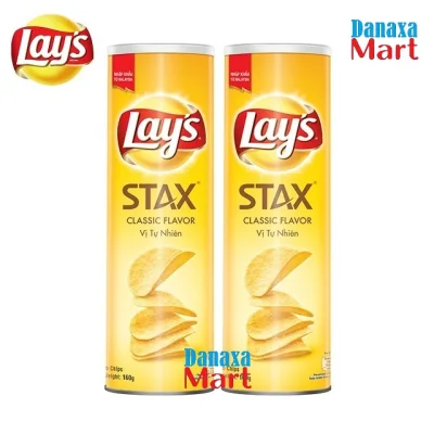 [HCM]Bộ 2 Hộp Bánh Snack Khoai Tây Lays Stax Malaysia 160g Vị Tự Nhiên