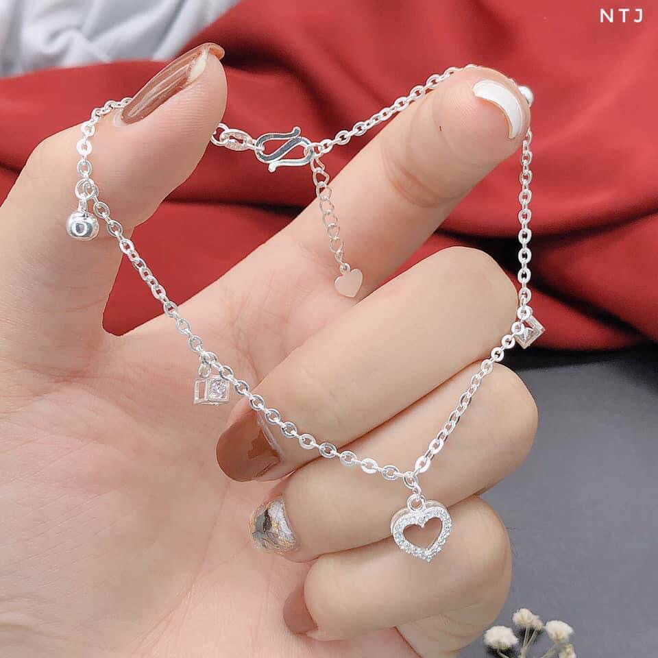 Lắc tay bạc ta mẫu trái tim