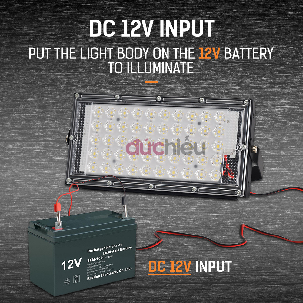 Bóng đèn LED 12v kẹp bình ắc quy 20w