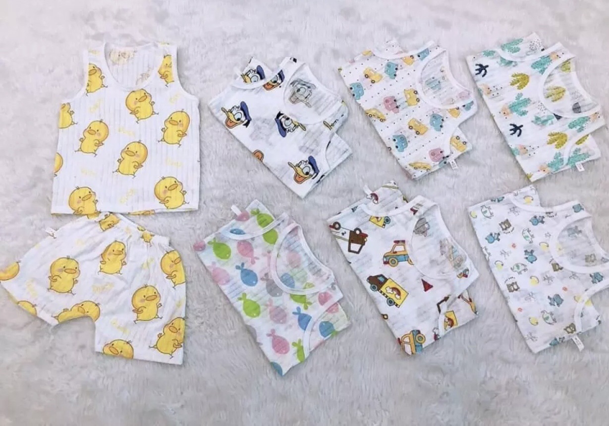 COMBO 2 sét bộ ba lỗ bé trai bé gái (size 4-17kg)