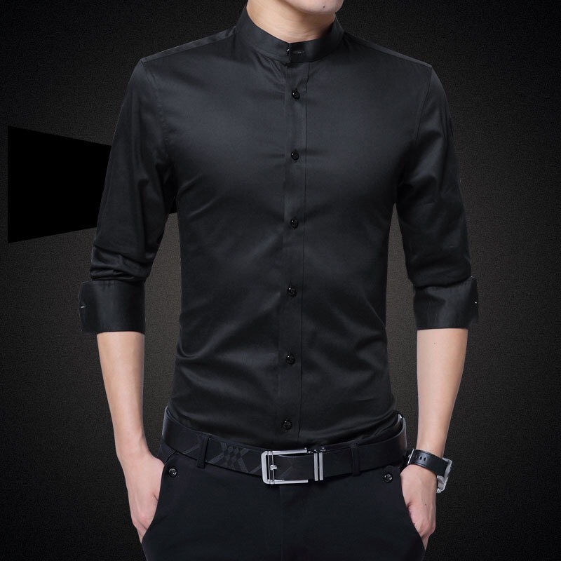 [HCM]áo sơ mi nam cổ trụ dài tay cao cấp