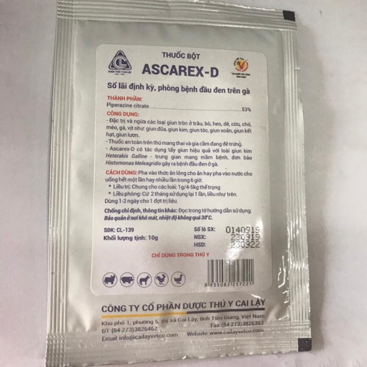 Combo 2 bịch Thuốc tẩy giun cho gà đá ASCAREX-D [10 g]