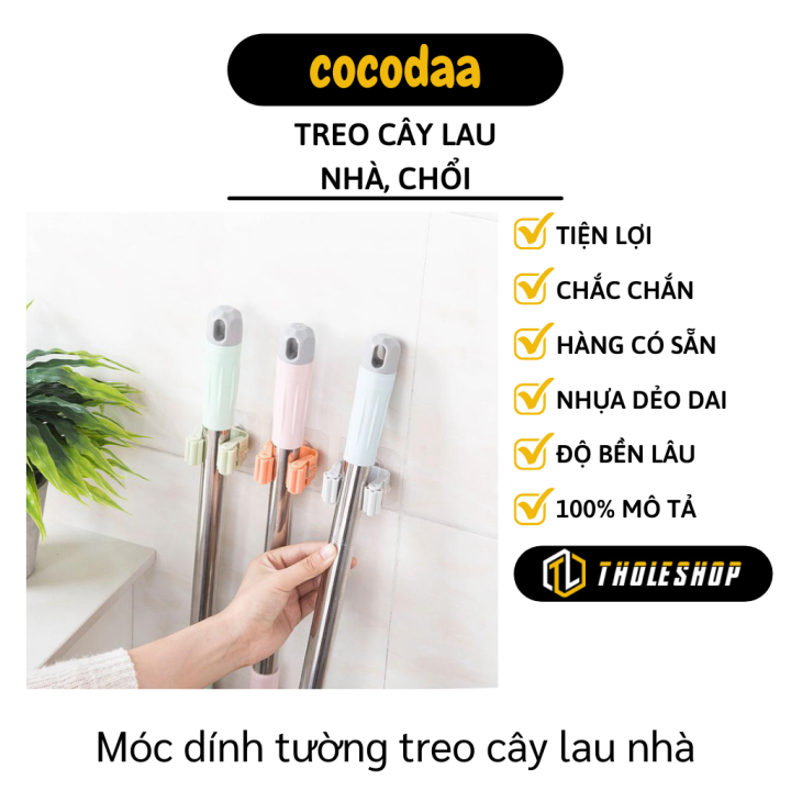 Móc treo cây lau nhà - Giá treo cán chổi, cây dù dán tường - Móc kẹp chổi dán tường siêu dính