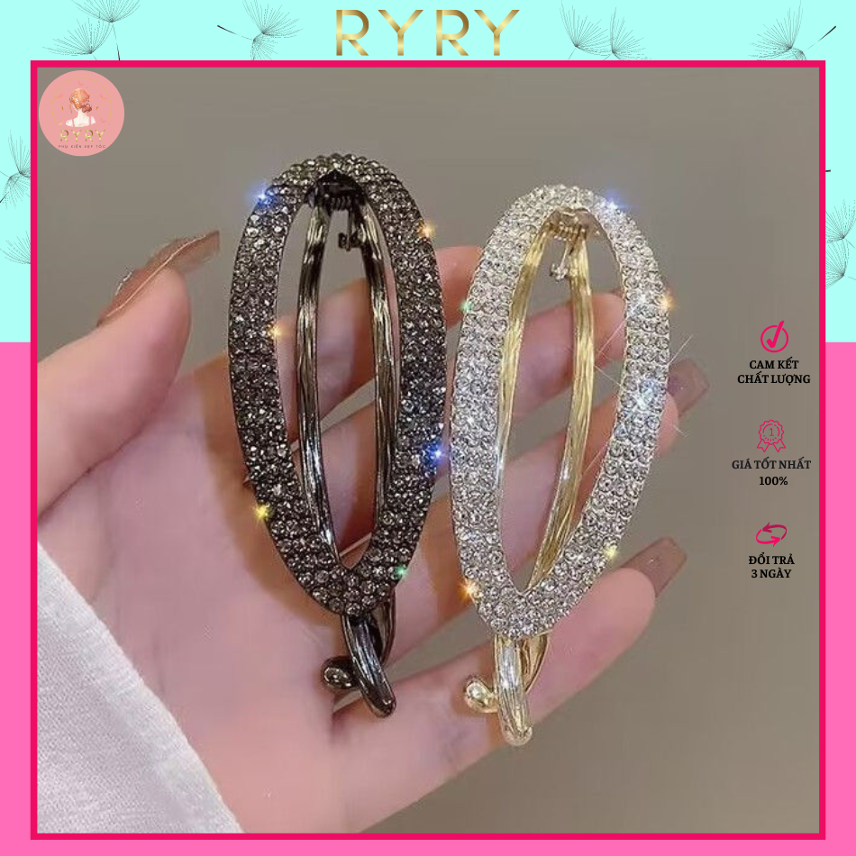 Kẹp tóc đính đá lấp lánh sang trọng cho nữ