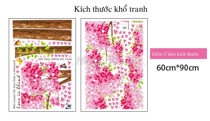 decal dán tường cây hoa anh đào cỡ lớn
