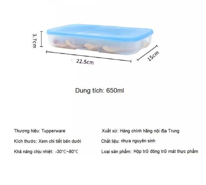 Hộp trữ đông dẹt 650ml Tupperware (set 4 hộp)
