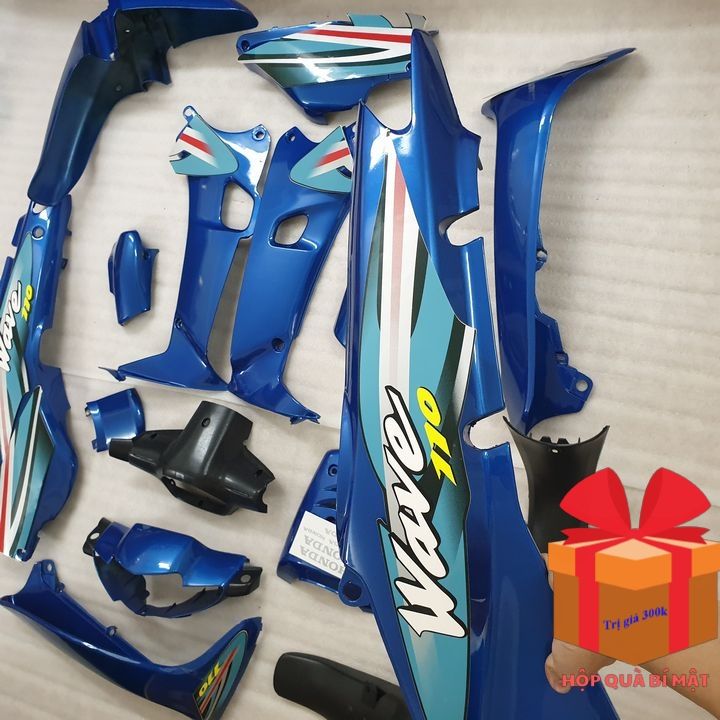 Bộ dàn áo xe WAVE nhỏ - vỏ nhựa xe WAVE alpha - wave Zx - wave 110 đời xe 1997 đến 2006, nhựa nguyên sinh ABS màu XANH DƯƠNG, TẶNG TEM 3 LỚP + PHẦN QUÀ LÊN ĐẾN 300K, phụ tùng xe máy, phụ tùng xe máy giá rẻ