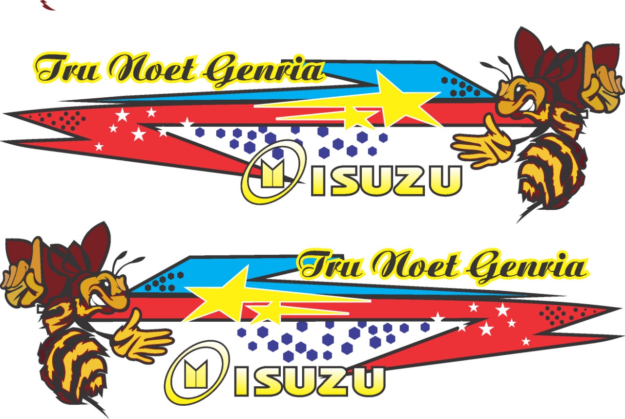 TEM ISUZU ONG VANG, TEM TRANG TRI XE, TEM DAN DECAL ( 1 bo = 2 tem)