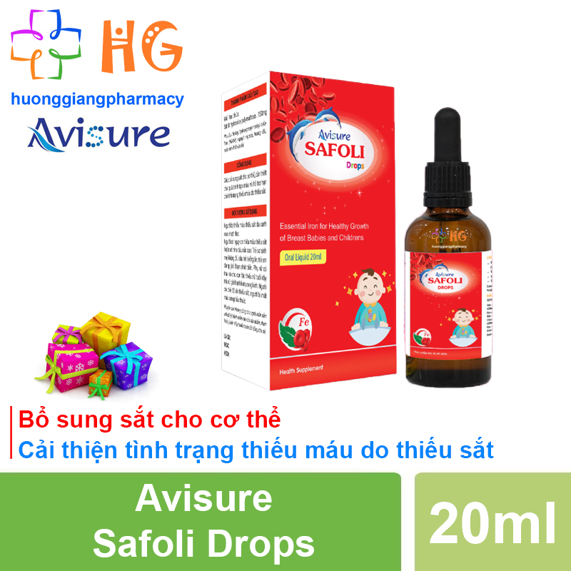 Avisure Safoli Drops - Sắt hữu cơ dạng nhỏ giọt dành riêng cho trẻ. Hỗ trợ giảm tình trạng thiếu sắt, thiếu máu ở trẻ
