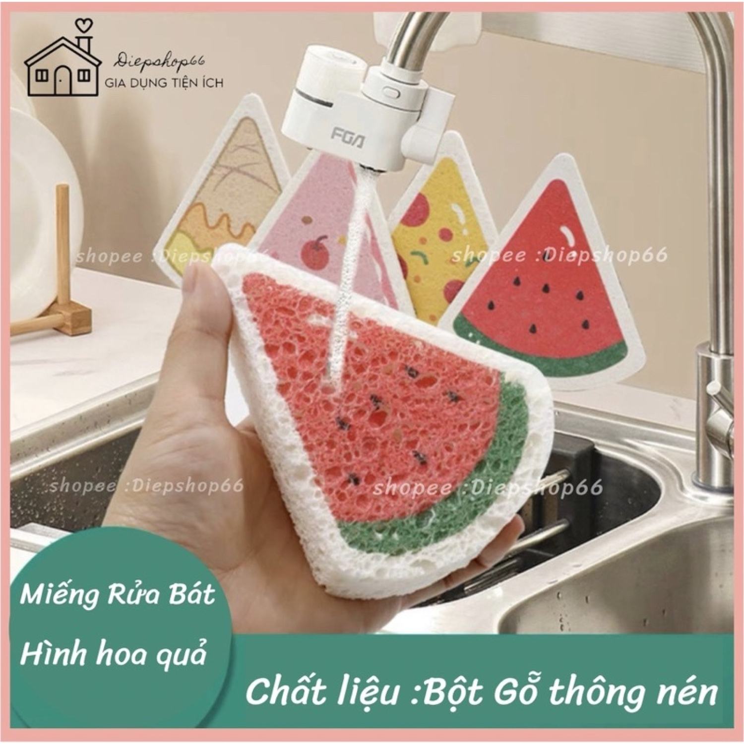 Miếng bọt biển rửa chén hình trái cây