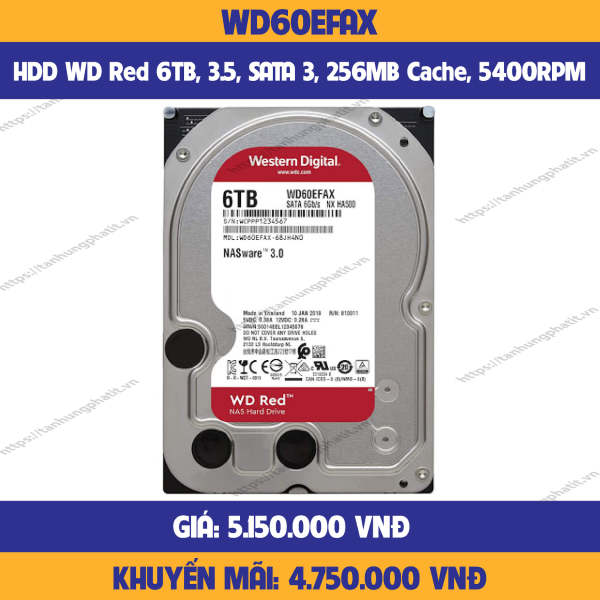 Ổ CỨNG HDD WD RED 6TB WD60EFAX