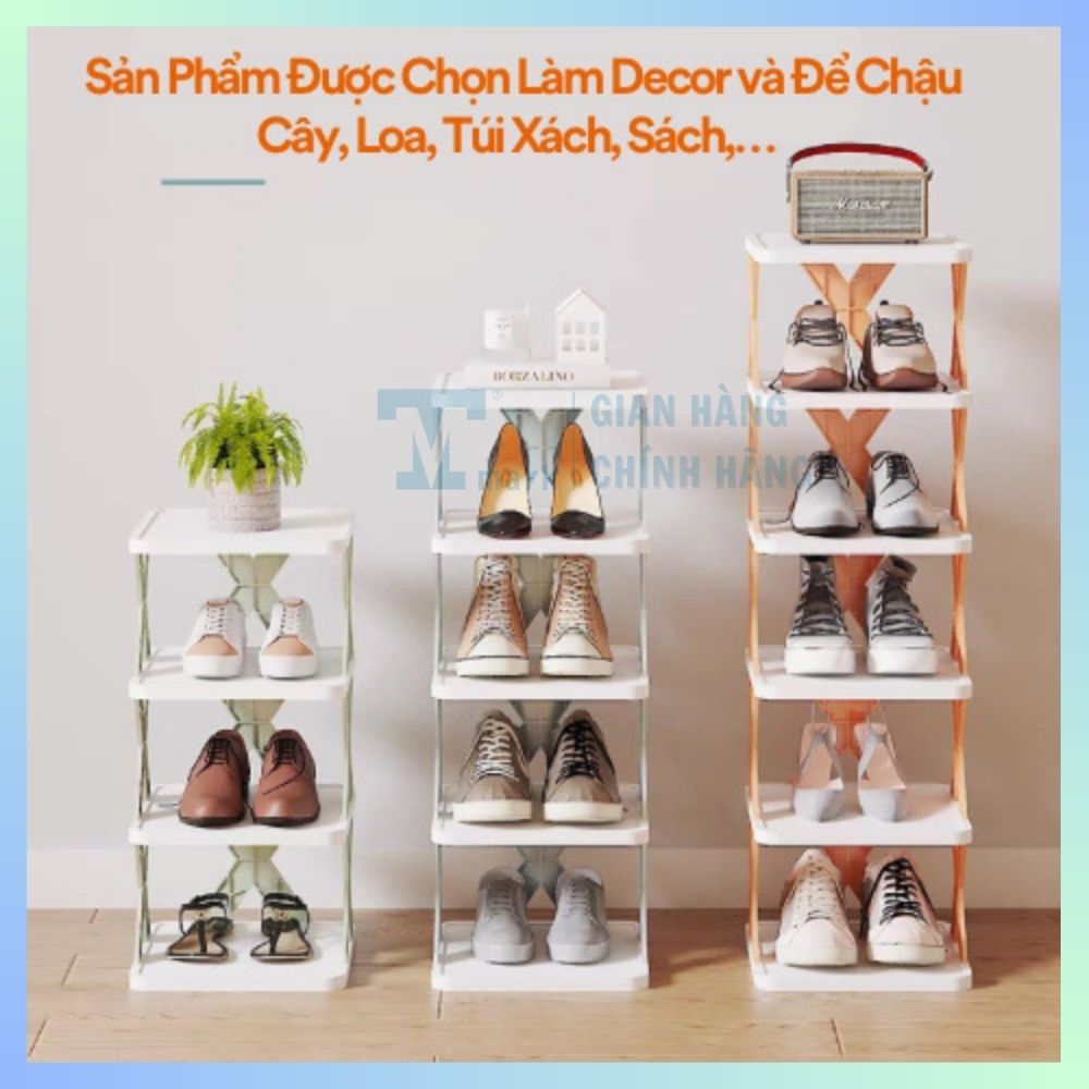 Kệ Để Giày Dép Đa Năng Dễ Tháo Lắp 5,6 Tầng , Kệ Trang Trí Decor Chữ X Hiện Đại Chất Liệu Nhựa PVC Cao Cấp