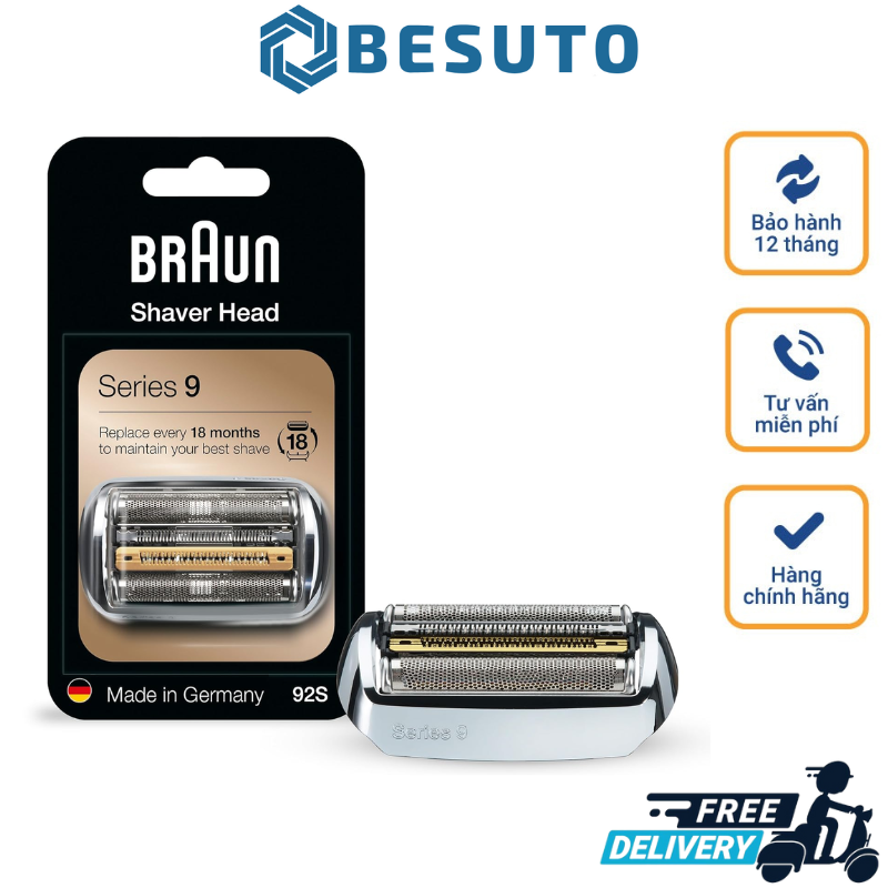 Braun Electric Shaver Head Replacement Part 92B Black, Compatible with Series 9 Electric Razors for Men
