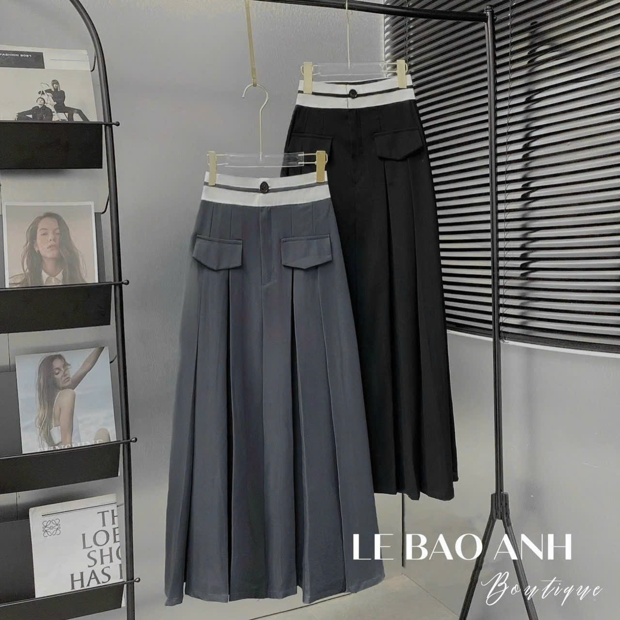 Chân váy midi dáng dài qua gối